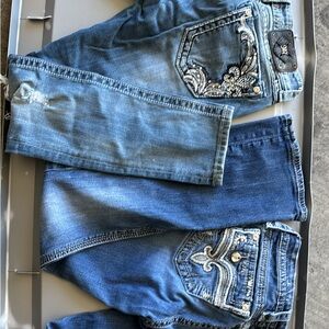 Miss Me and rock revival Women's Blue Skinny Jeans with Embellished Pockets